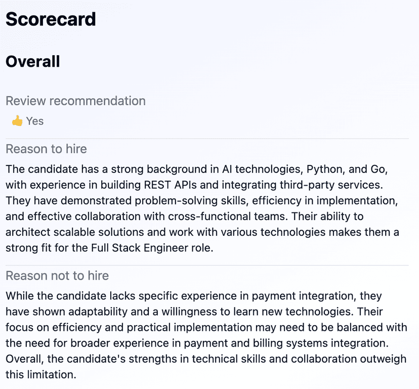 Interview Scorecard