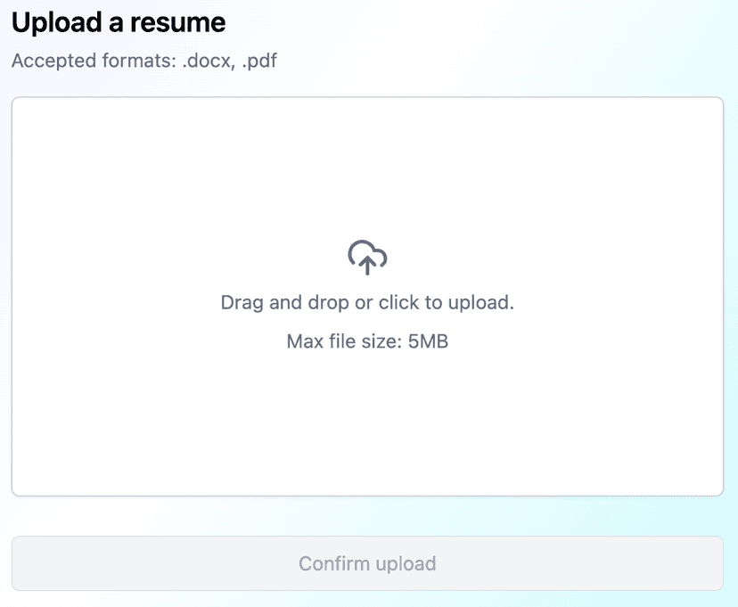 Upload resume