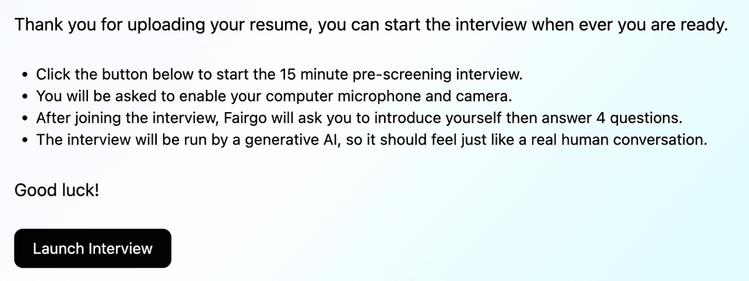 Start interview