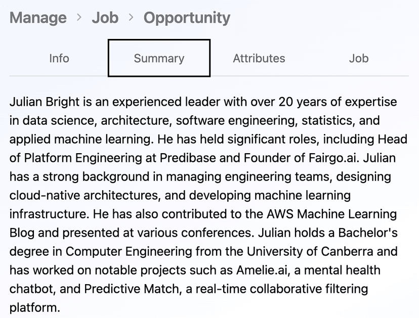 Opportunity Summary