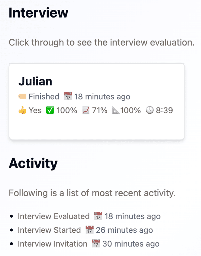 Assessment results